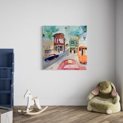 101 Large Oil on Canvas "Church Street Corner" by Ellen Into