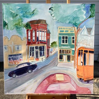 101 Large Oil on Canvas "Church Street Corner" by Ellen Into