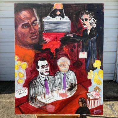 104 Original Oil Painting "OJ Simpson Trial" by Ellen Into