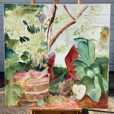 106 Original Oil Painting " Garden with Cala Lillies" by Ellen Into
