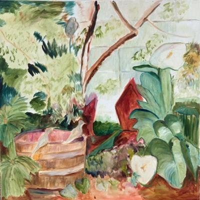 106 Original Oil Painting " Garden with Cala Lillies" by Ellen Into