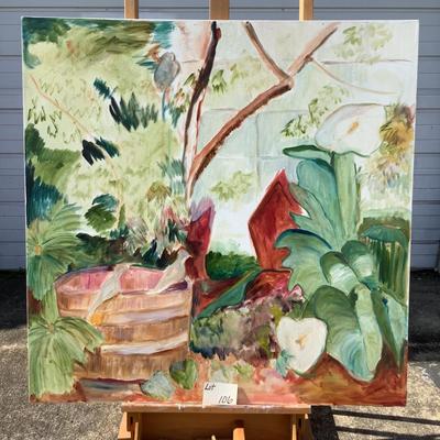 106 Original Oil Painting " Garden with Cala Lillies" by Ellen Into