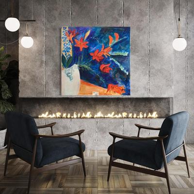 107 Original Oil " Lillies & Delphinium" by Ellen Into