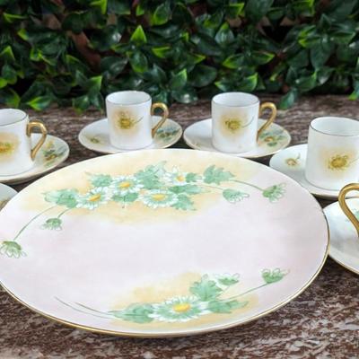 Vintage E. Duffourc Favorite Bavaria 3101 22 Espresso Cup Saucer Set of 6 with Plate one cup repaired