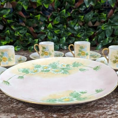 Vintage E. Duffourc Favorite Bavaria 3101 22 Espresso Cup Saucer Set of 6 with Plate one cup repaired