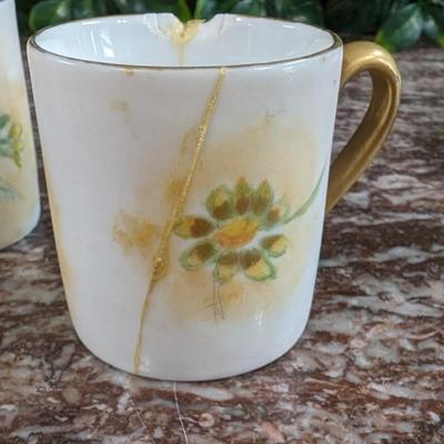 Vintage E. Duffourc Favorite Bavaria 3101 22 Espresso Cup Saucer Set of 6 with Plate one cup repaired