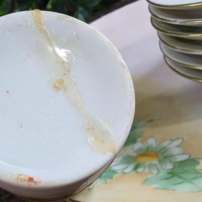 Vintage E. Duffourc Favorite Bavaria 3101 22 Espresso Cup Saucer Set of 6 with Plate one cup repaired