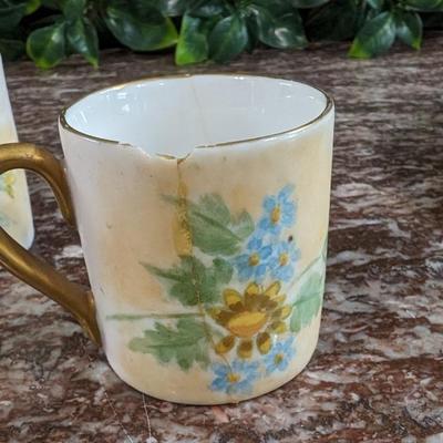 Vintage E. Duffourc Favorite Bavaria 3101 22 Espresso Cup Saucer Set of 6 with Plate one cup repaired