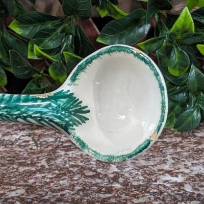 Vintage Christmas Bell Sugar Bowl Hand Painted Italy Serving Dish with Bow and Spoon Porcelain
