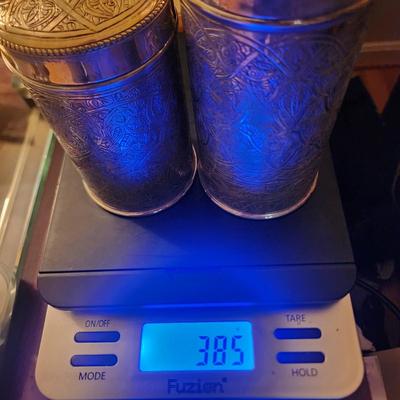 2 Vintage Egyptian silver box Canisters Hallmarked on Bottoms and Lids
