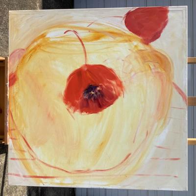 109 Original Oil "Poppies in the Yellow Vase" by Ellen Into