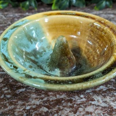 Glazed Apple Baker Bowl Ring Holder Fired Pottery 2010 Judy Jones