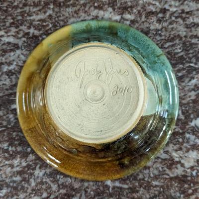Glazed Apple Baker Bowl Ring Holder Fired Pottery 2010 Judy Jones