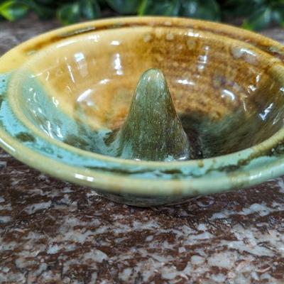 Glazed Apple Baker Bowl Ring Holder Fired Pottery 2010 Judy Jones