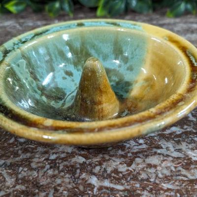 Glazed Apple Baker Bowl Ring Holder Fired Pottery 2010 Judy Jones