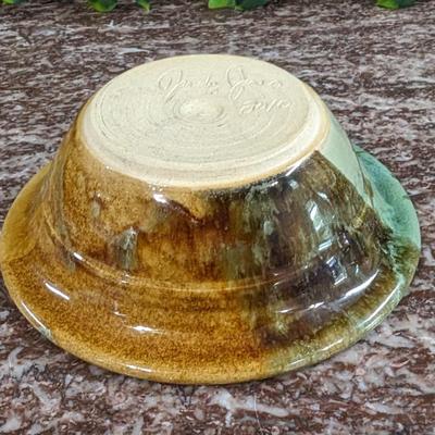 Glazed Apple Baker Bowl Ring Holder Fired Pottery 2010 Judy Jones