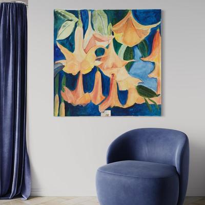 110 Original Oil on Canvas "Angel Trumpets" by Ellen Into