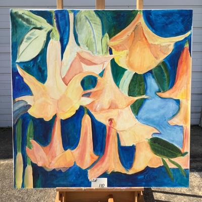 110 Original Oil on Canvas "Angel Trumpets" by Ellen Into