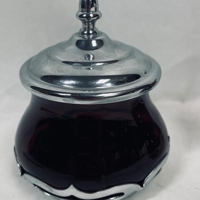 Art Deco Glass & Silver Farber Bros Amethyst Purple Bro Kraft