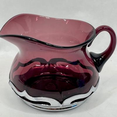 Art Deco Glass & Silver Farber Bros Amethyst Purple Bro Kraft