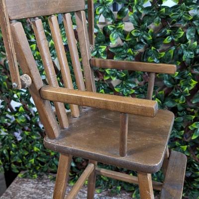 Vintage Doll High Chair Wooden - Doll Not Included