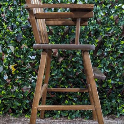 Vintage Doll High Chair Wooden - Doll Not Included
