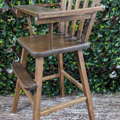 Vintage Doll High Chair Wooden - Doll Not Included