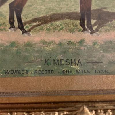 Kimesha Thoroughbred Antique Oil On Board Gold Gilt Frame