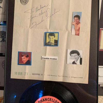 Frankie Avalon Autograph & Vintage 45 Framed
