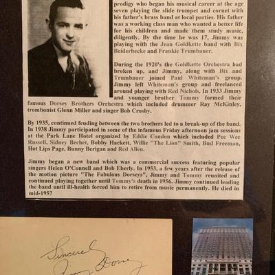 Jimmy Dorsey Autograph Hotel Pennsylvania NYC