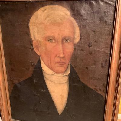 Early Oil On Canvas Portrait Framed
