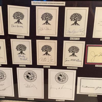 Authors Book Plate Autograph Collection Tudrow John Madden Dan Rather Mary Higgins Clark +++