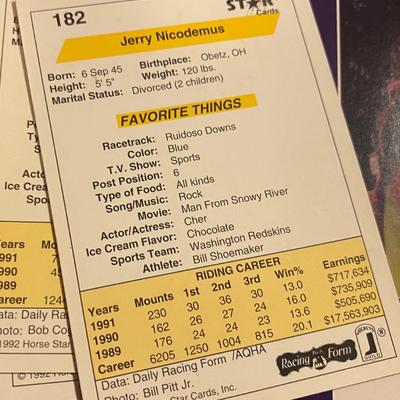 Vintage Jockey Star Cards