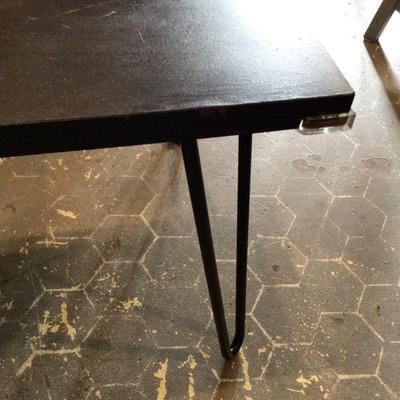 Black Wood Coffee Table with Metal Hairpin Leg