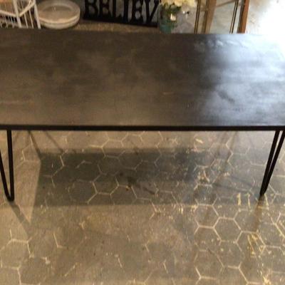 Black Wood Coffee Table with Metal Hairpin Leg