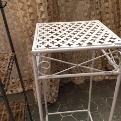 Two Plant Stands Wicker And Metal