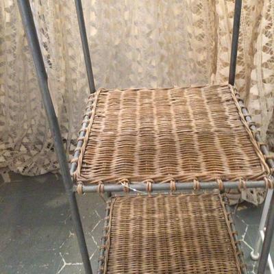 Two Plant Stands Wicker And Metal