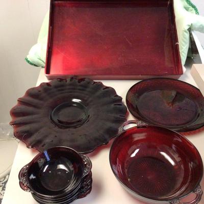 Red Glassware Lot