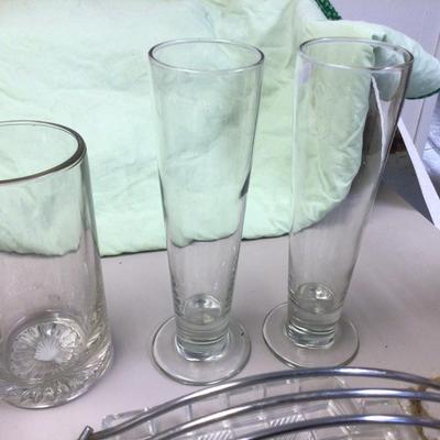 Clear Glass Beer Glass and MCM Glass Tray
