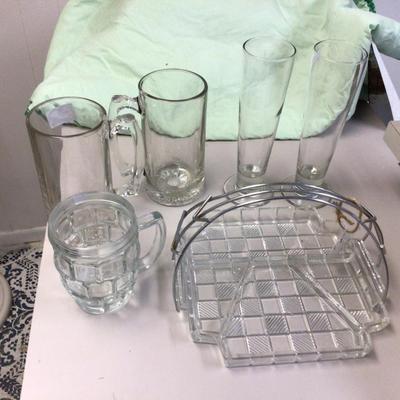 Clear Glass Beer Glass and MCM Glass Tray
