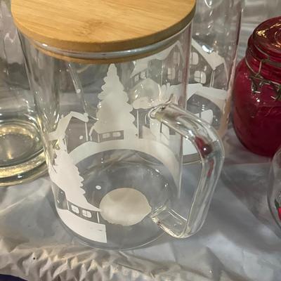 Decorative holiday pitcher glass