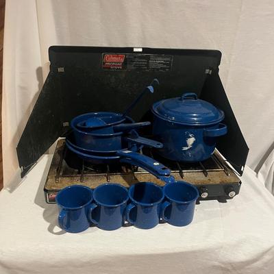 Cinsa Enamelware & Coleman Two Burner Stove (BB-MG)