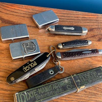 Vintage Lighters Pocket Knives Collectibles Lot