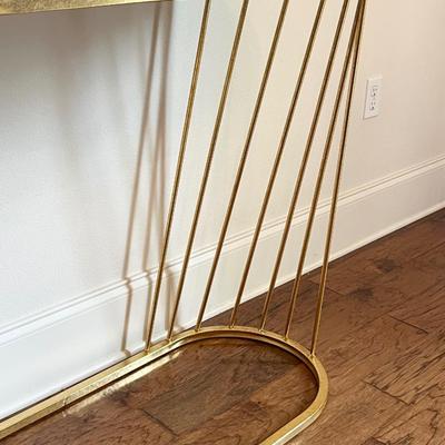 Gold Metal Oval Mirrored Top Table