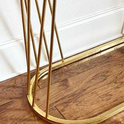 Gold Metal Oval Mirrored Top Table
