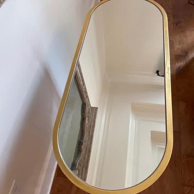 Gold Metal Oval Mirrored Top Table