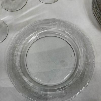 Set of salad plates & wine glasses - Fostoria depression glass