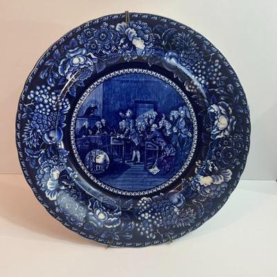 Staffordshire Antique Porcelain 10" Plate...Patrick Henry Addressing the Virginia Assembly in VG Preowned Condition.