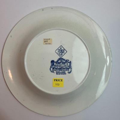 Staffordshire Antique Porcelain 10" Plate...The Rowland & Marsellus Co. in VG Preowned Condition.