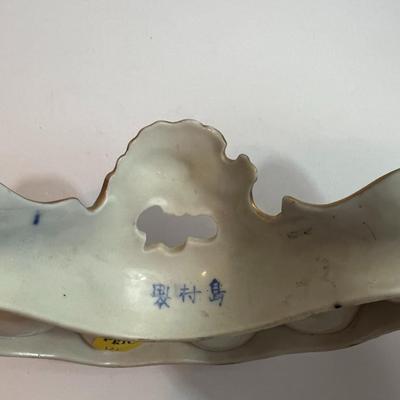 Antique Hand Signed Asian Egg/Deviled Egg Porcelain Serving Dish in Very Good Preowned Condition.